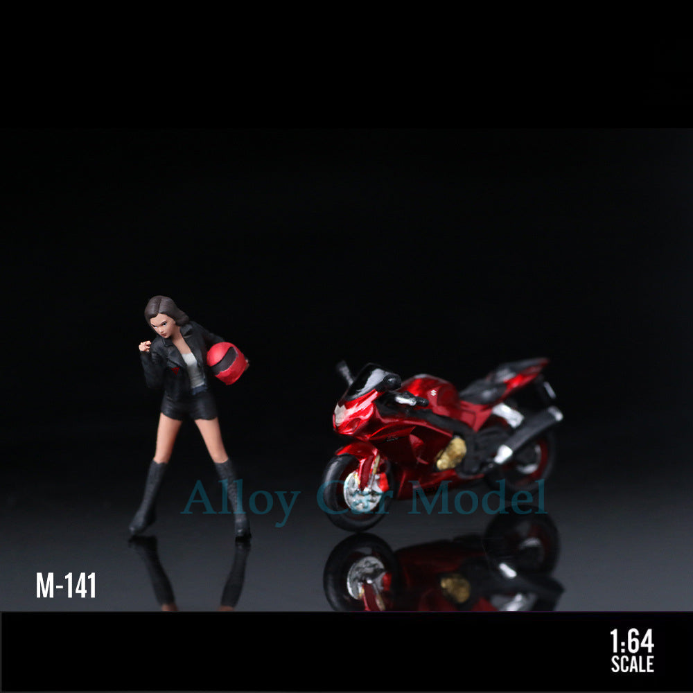MoreArt 1:64 Suzuki Transparent Red Motorcycle Girl Resin Figure MODCOLS