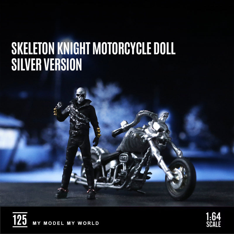 MoreArt 1:64 Skeleton Rider Motorcycle Figurine Resin Model MODCOLS