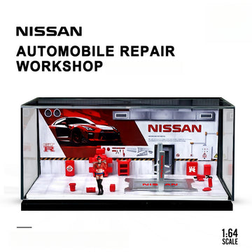 MoreArt 1:64 Nissan & Toyota HKS Auto Repair Workshop Diorama MODCOLS