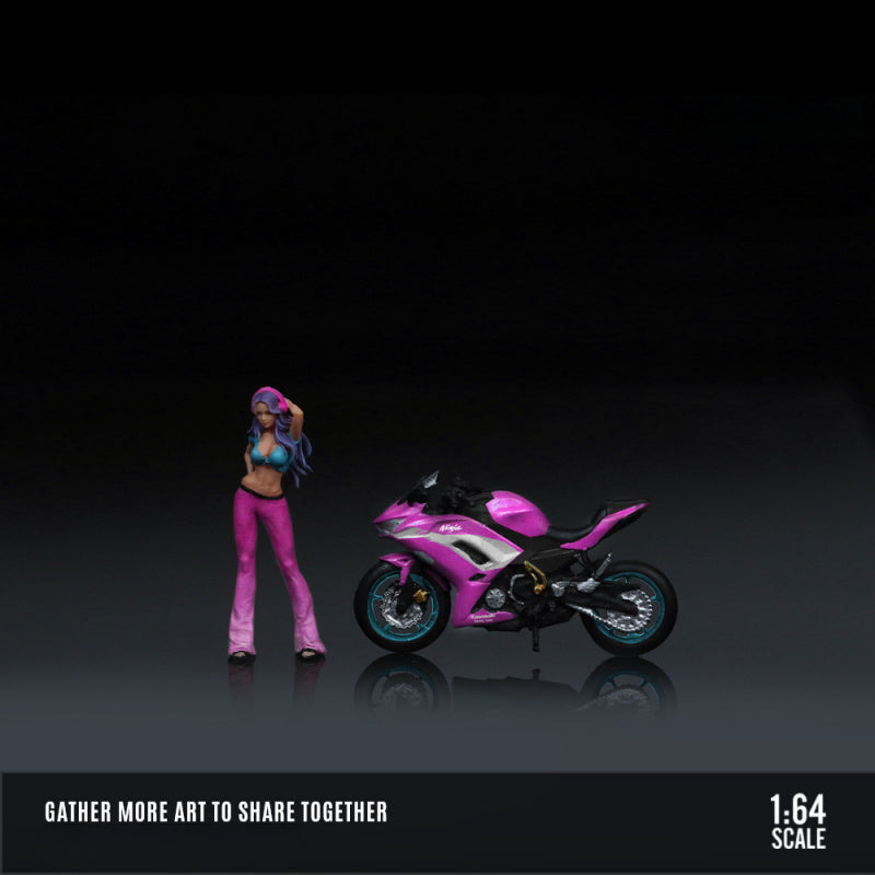 MoreArt 1:64 Kawasaki Ninja 650 Dream Purple Motorcycle Figure Set MODCOLS