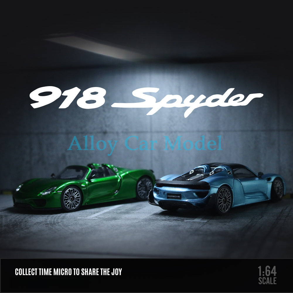 TIMEMICRO 1:64 Porsche 918 Model | Electro Blue & Metallic Green Die Cast MODCOLS