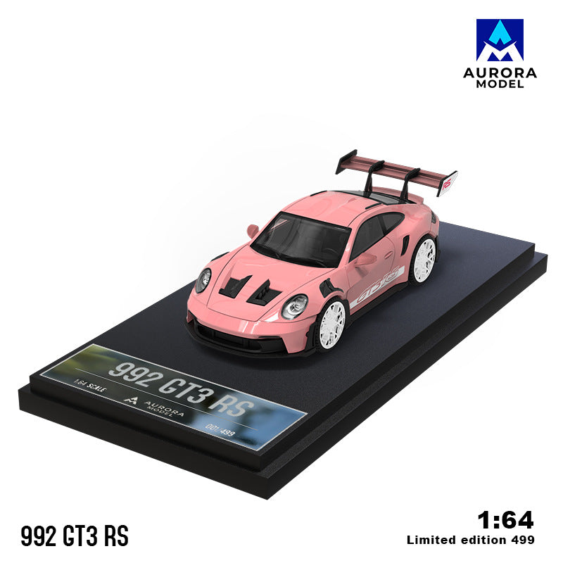 Wholesale AM Aurora1:64 992 GT3 RS Metallic Transparent Red&Candy pink Alloy Car Model MODCOLS