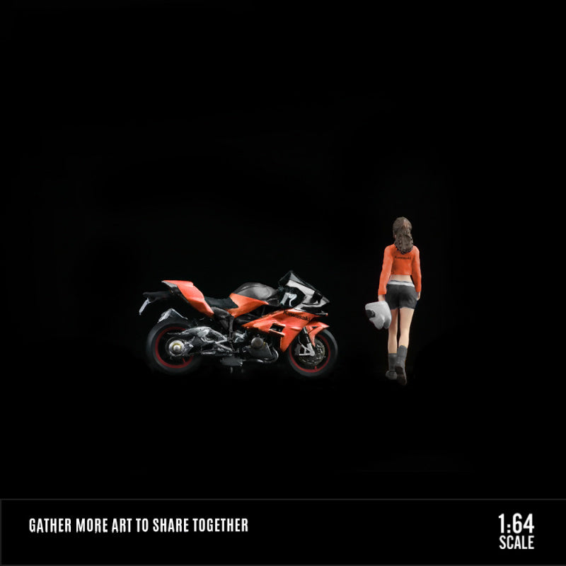 MoreArt 1:64 Kawasaki Motorcycle Girl Resin Figure Set | Diorama Accessory MODCOLS