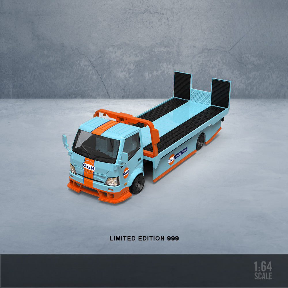 TimeMicro 1:64 H300 Flatbed Transport Trailer Gulf Oil & ADVAN Diecast Model MODCOLS