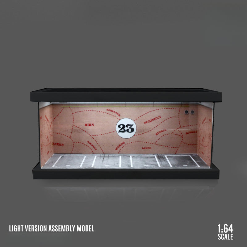 MoreArt 1:64 Themed Parking Lot Four Car Lighted Assembly Diorama MODCOLS