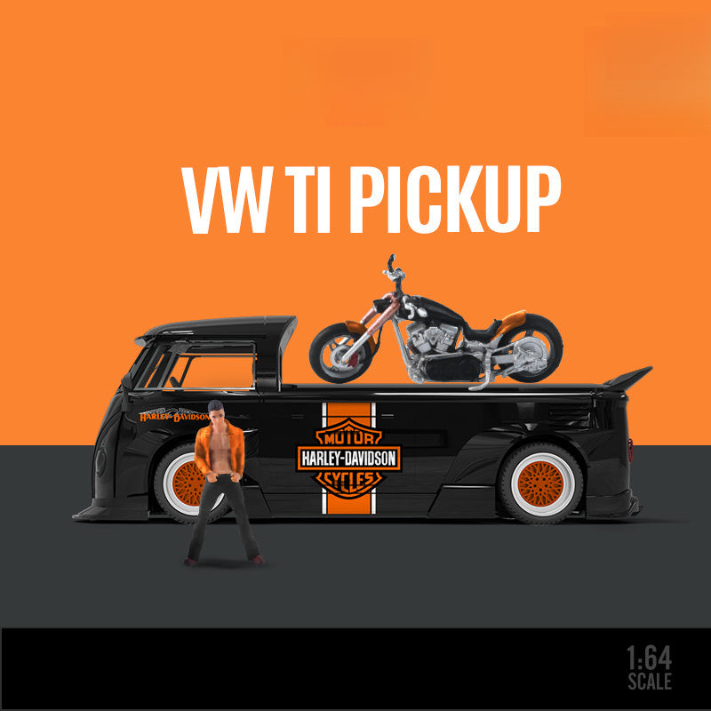 TimeMicro & MoreArt 1:64 Volkswagen T1 Pickup and Harley Motorcycle Diecast Model Set MODCOLS