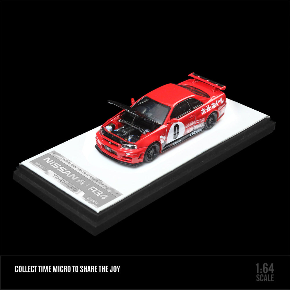 TimeMicro 1:64 Nissan GTR34 No.0 Red & Dark Green Diecast Model MODCOLS