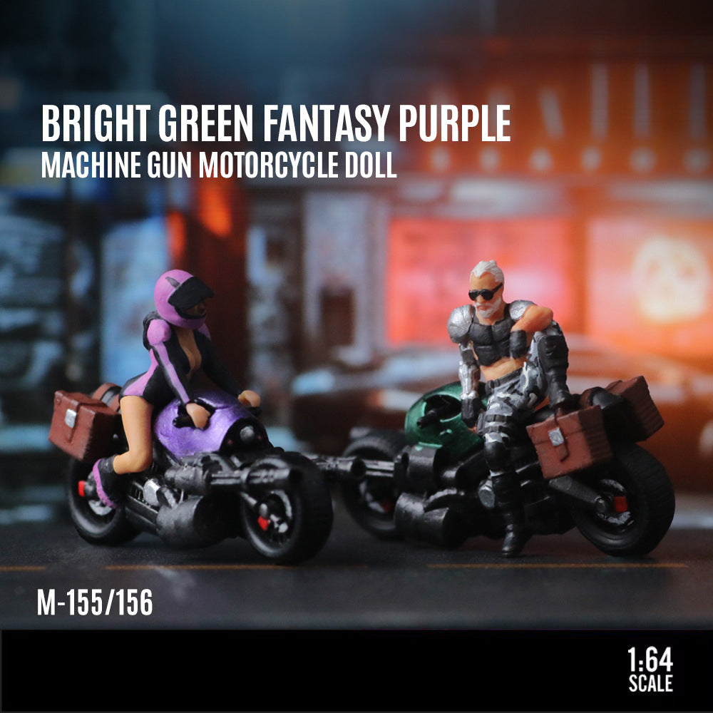 MoreArt 1:64 Machine Gun Motorcycle Rider Resin Figure Set MODCOLS