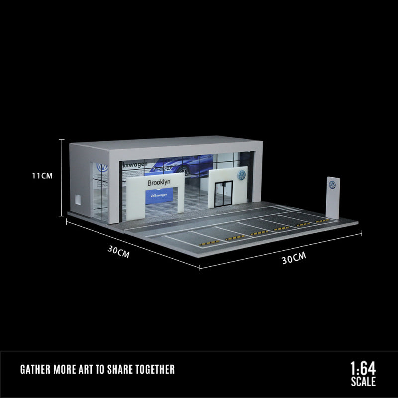 MoreArt 1:64 Volkswagen 4S Showroom Lighted Scene Model MODCOLS