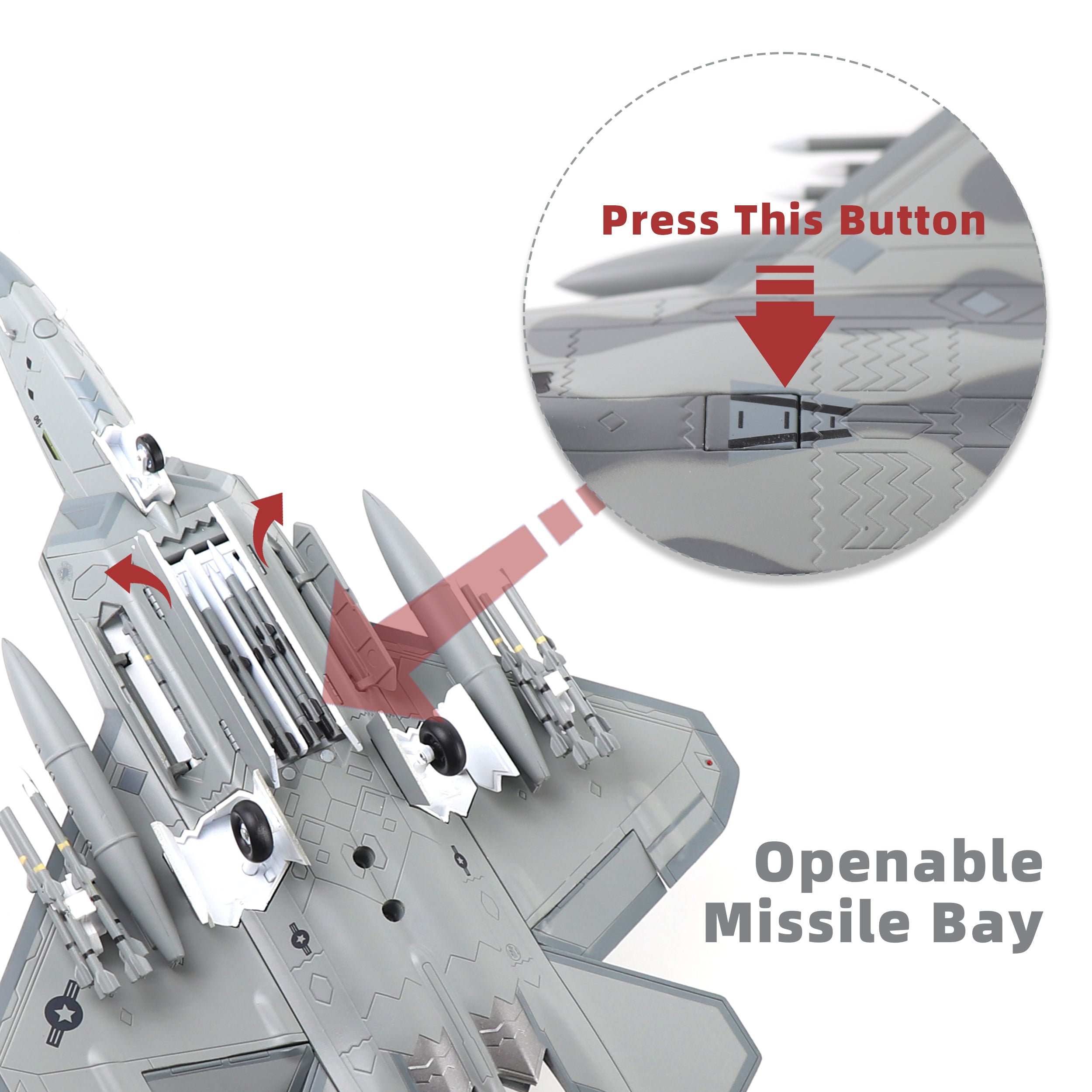 1/72 F-22 Raptor Die-cast Fighter Jet – AK 90FS USAF Model