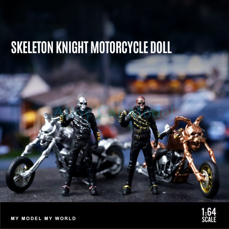 MoreArt 1:64 Skeleton Rider Motorcycle Figurine Resin Model MODCOLS