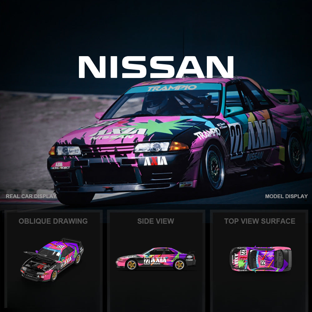 TimeMicro 1:64 Nissan GTR32 AXIA # 22 Silver & Black Die-Cast Model