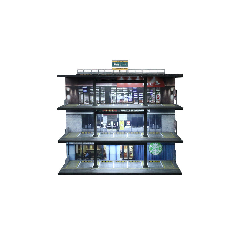 MoreArt 1:64 Four Level Steel Frame Garage Lighted Diorama MODCOLS