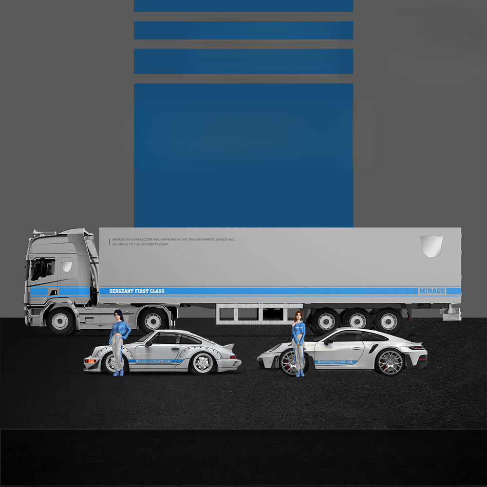 TIMEMICRO 1:64 Porsche 964 & 992 GT3 RS with Scania Phantom Container Truck MODCOLS