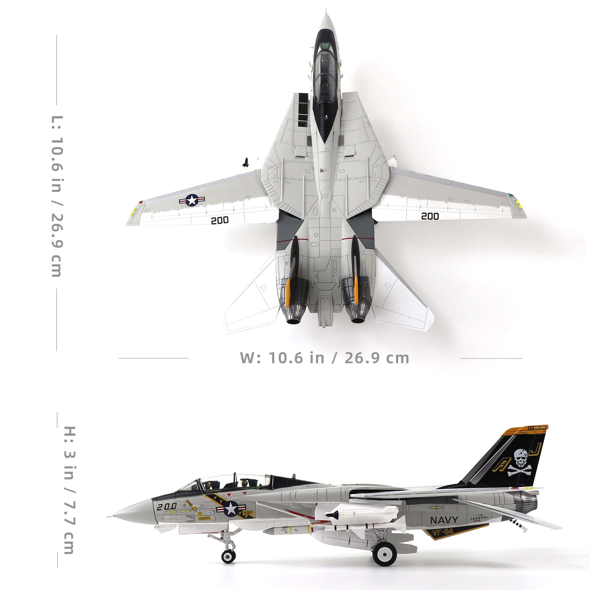 F-14A Tomcat VF-84 Jolly Rogers 1/72 Die-cast Fighter Jet Model