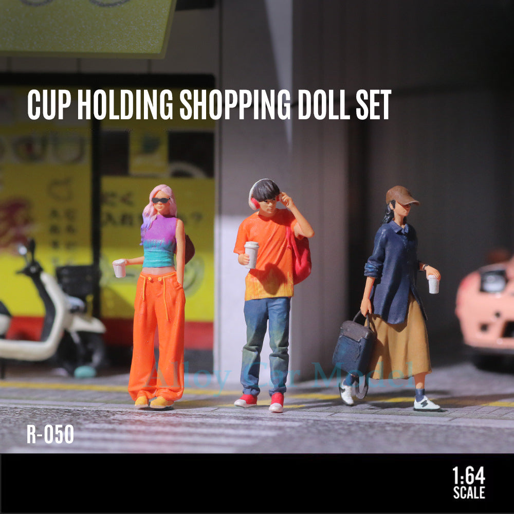 MoreArt 1:64 Resin Figure Set – Cup Holding Shopper MODCOLS