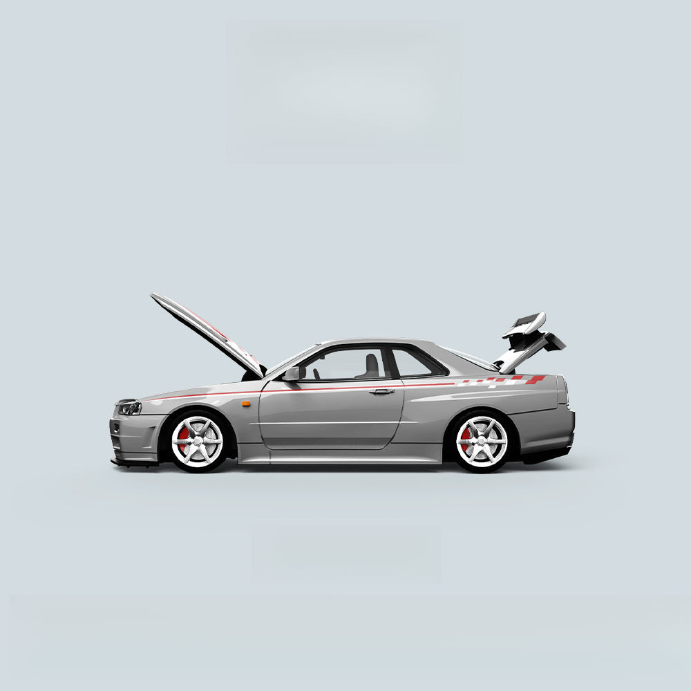 COOLART 1:64 Nissan GTR R34 Diecast Model – Silver Blue MODCOLS
