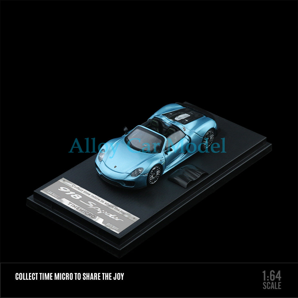 TIMEMICRO 1:64 Porsche 918 Model | Electro Blue & Metallic Green Die Cast MODCOLS