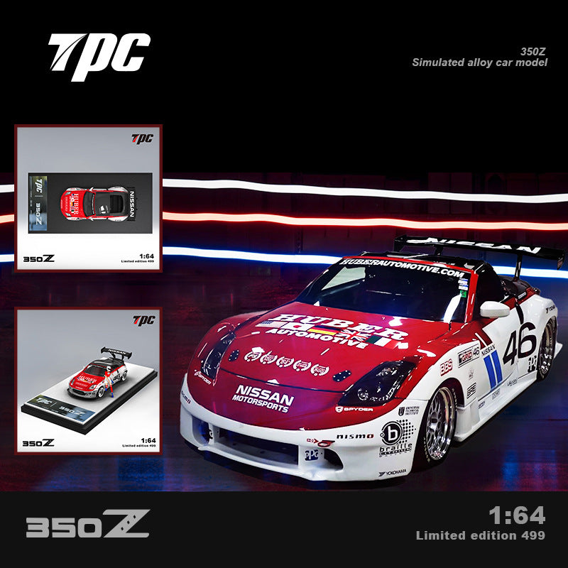 TPC 1:64 Nissan 350Z Red White 46 Die Cast Alloy Car Model MODCOLS