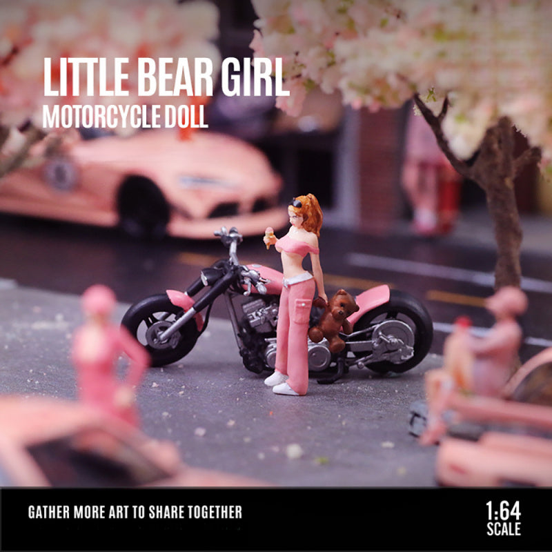 MoreArt 1:64 Little Bear Girl Motorcycle Figurine Resin Model Set MODCOLS