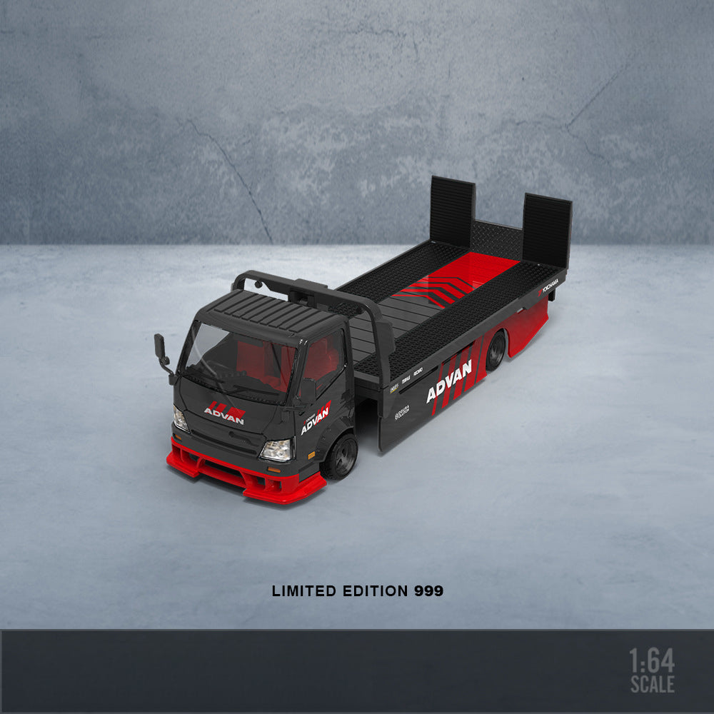 TimeMicro 1:64 H300 Flatbed Transport Trailer Gulf Oil & ADVAN Diecast Model MODCOLS