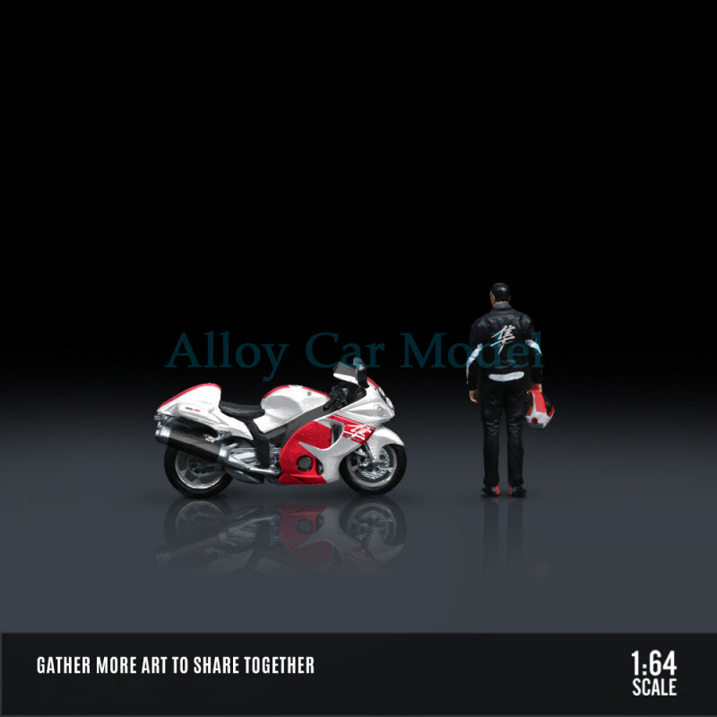 MoreArt 1:64 Suzuki GSX1300R White & Red Motorcycle Resin Figure Set MODCOLS