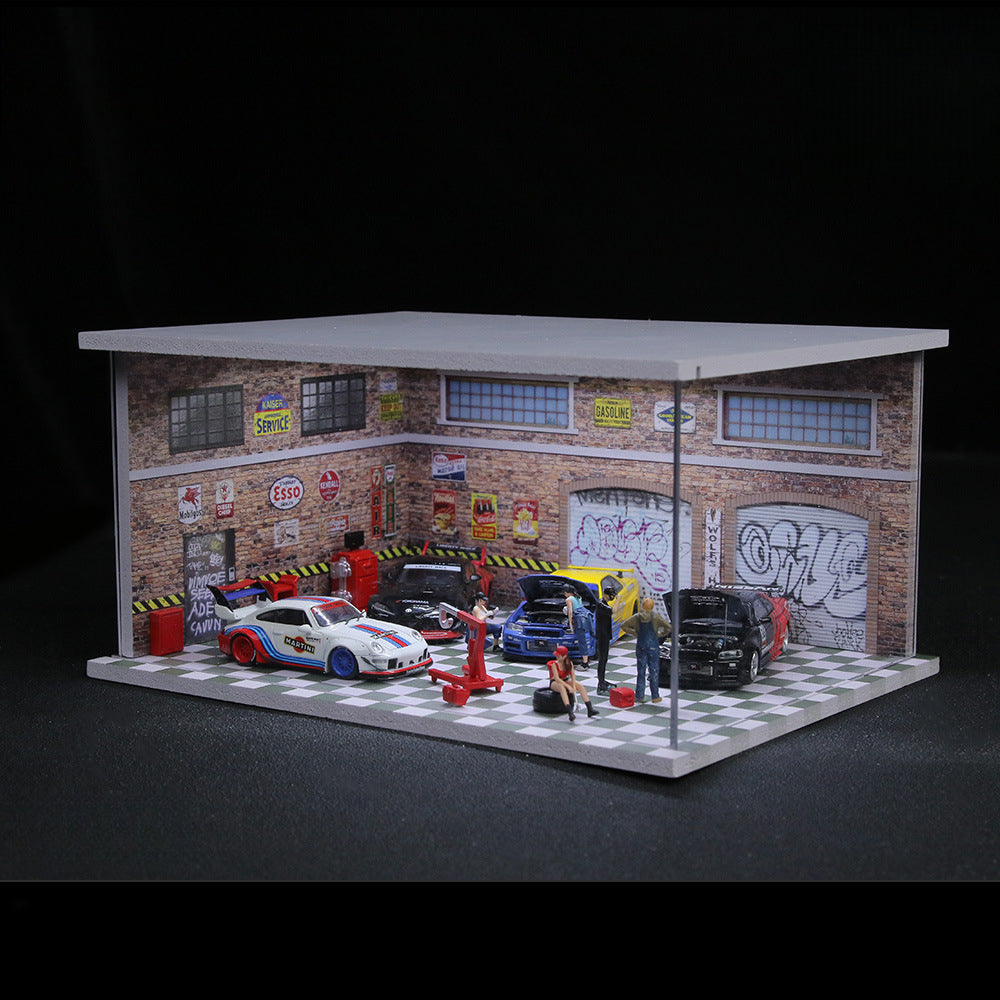 MoreArt 1:64 Car Repair Garage Diorama with LED Lighting