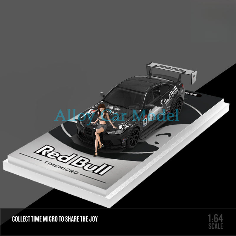 TIMEMICRO 1:64 BMW M4 Modified Red Bull Silver Bull Diecast Car Model MODCOLS