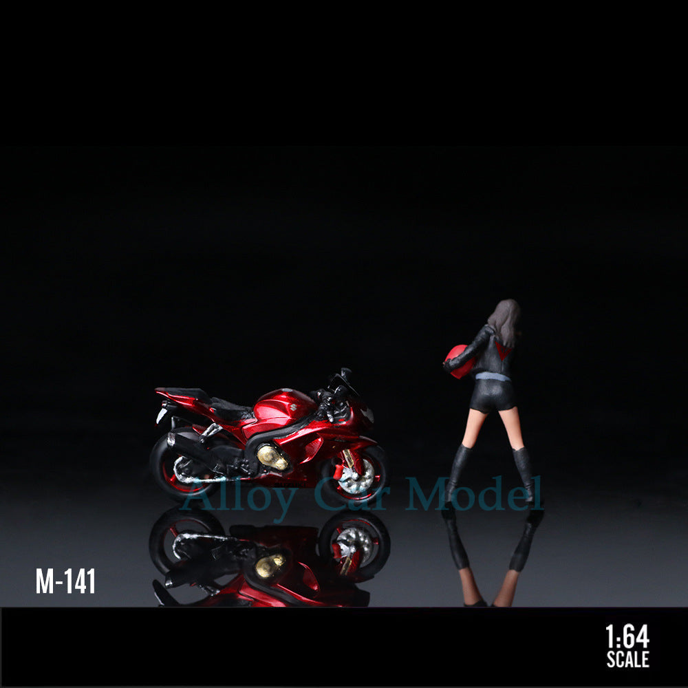 MoreArt 1:64 Suzuki Transparent Red Motorcycle Girl Resin Figure MODCOLS