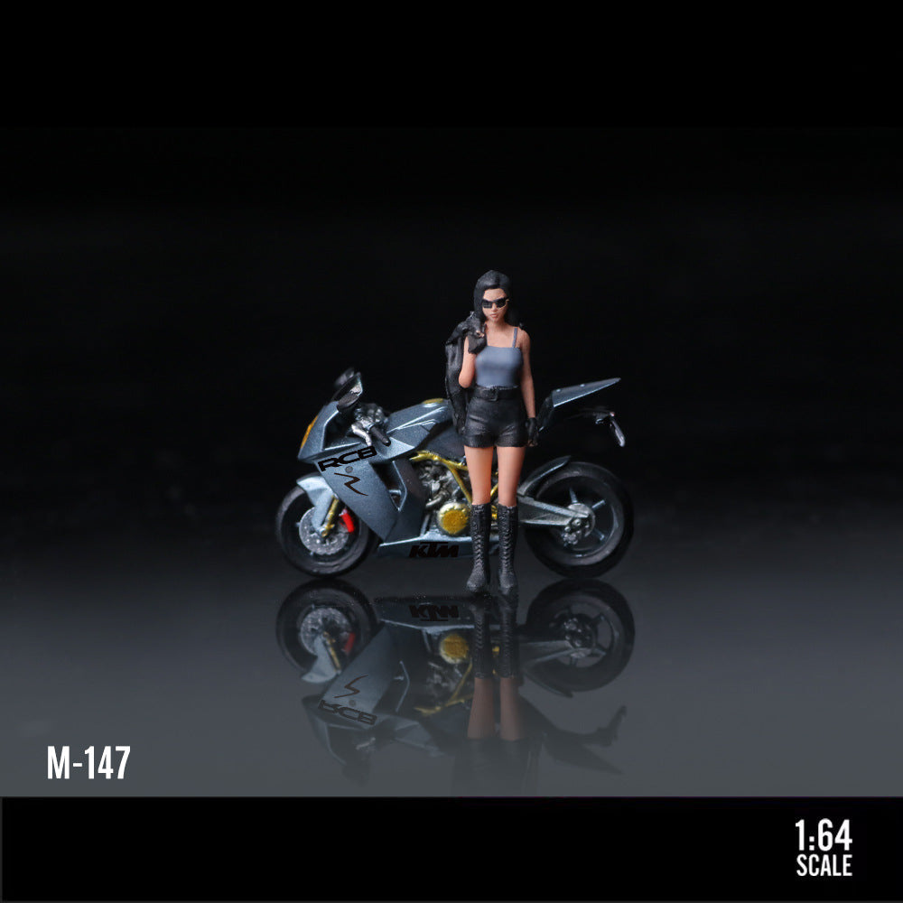 MoreArt 1: 64KTM1190 Grey Motorcycle Girl Resin Figure Set MODCOLS