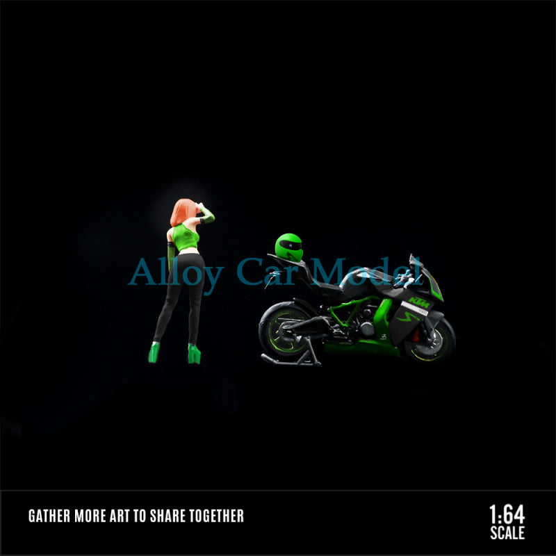 MoreArt 1:64 Stylish Girl Motorcycle Resin Figure Set Diorama MODCOLS