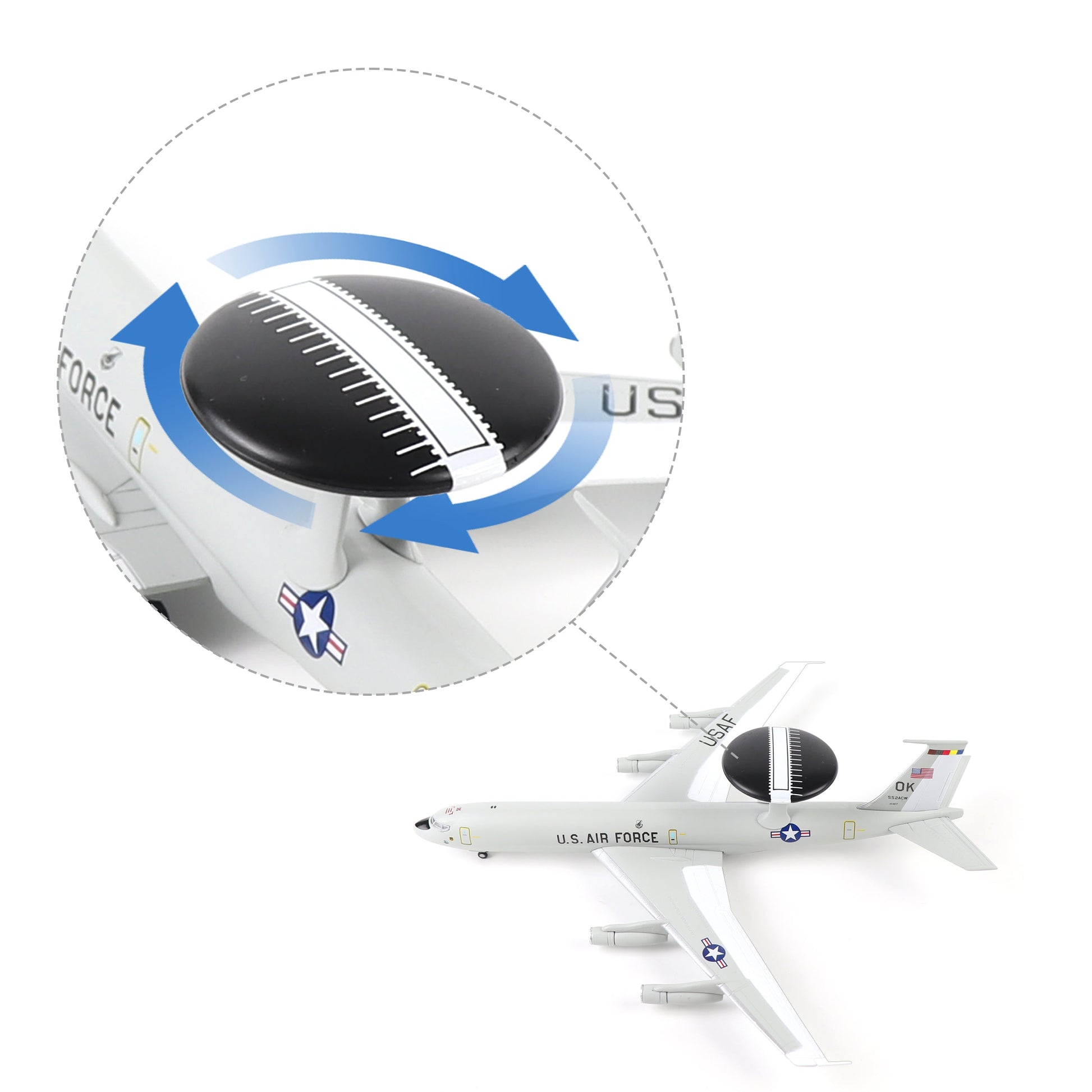 E-3 Sentry 1/200 Diecast Metal Aircraft Model – AWACS Military Plane