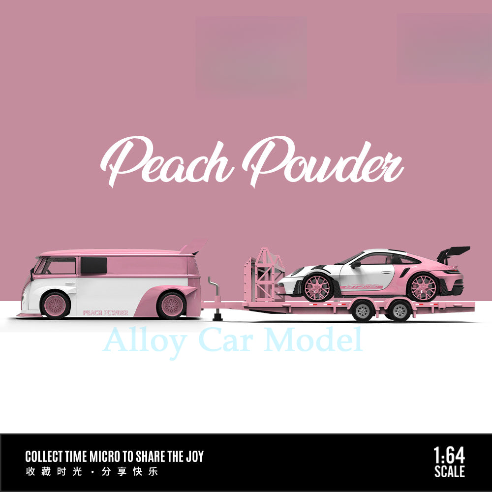 TimeMicro 1:64 Peach Pink Trailer Car Model Set MODCOLS
