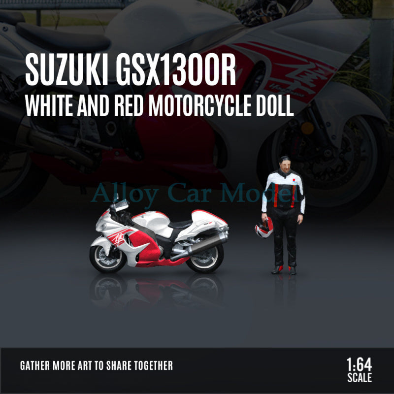 MoreArt 1:64 Suzuki GSX1300R White & Red Motorcycle Resin Figure Set MODCOLS