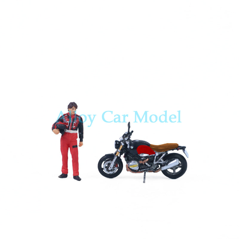 MoreArt 1:64 BMW R nineT Black & Red Motorcycle Figure – Resin Collectible MODCOLS