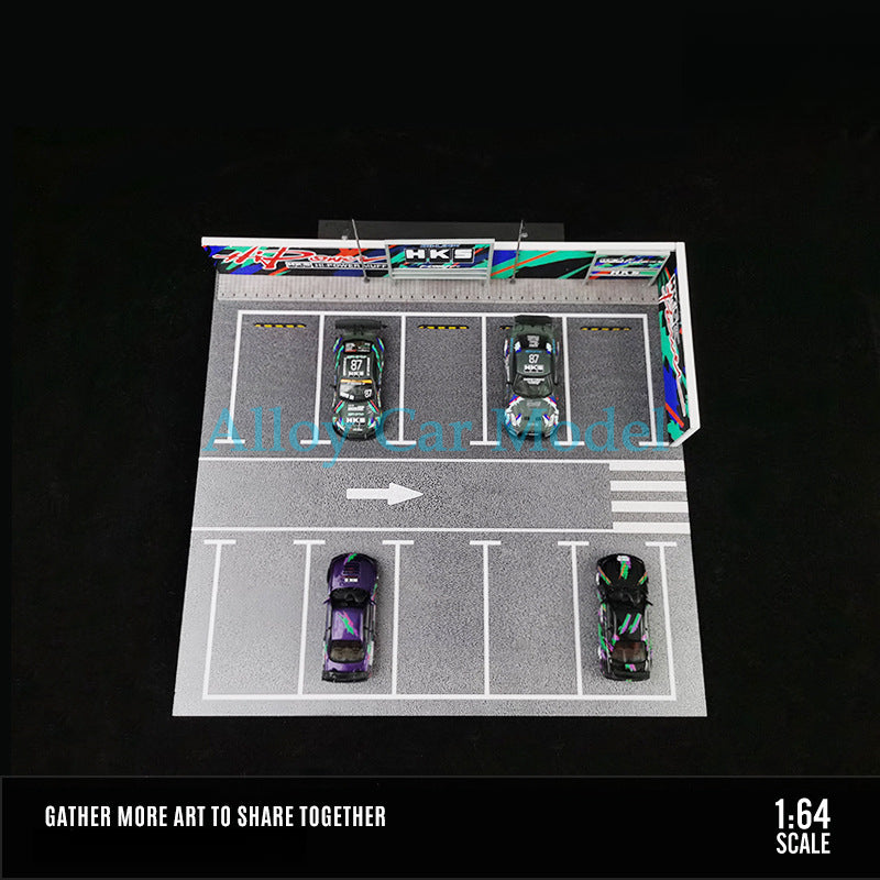 MoreArt 1:64 ADVAN & HKS Open Air Parking Lot Diorama Model MODCOLS