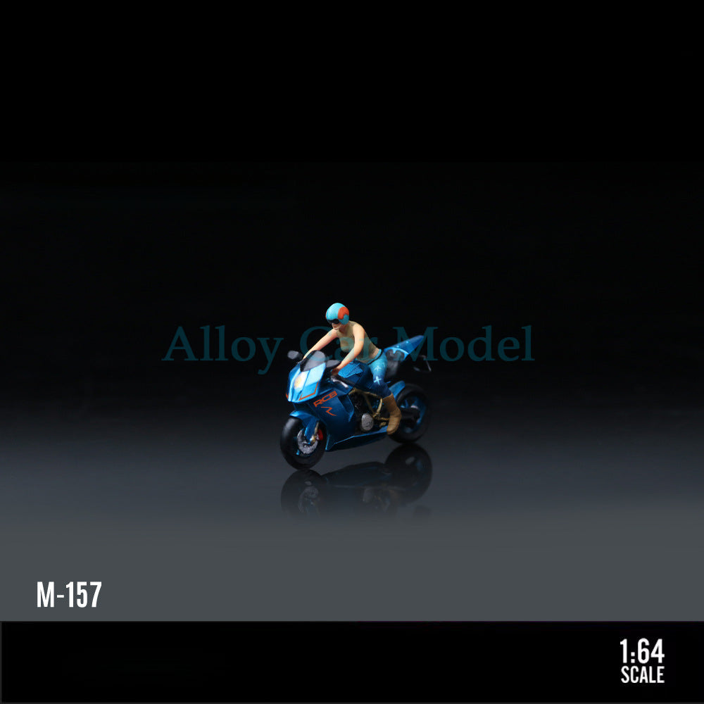 MoreArt 1:64 KTM1190 Bright Blue Motorcycle Girl Resin Figure Set MODCOLS