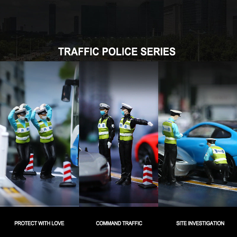 MoreArt 1:64 Traffic Police Figure Set – Resin Diorama Model MODCOLS