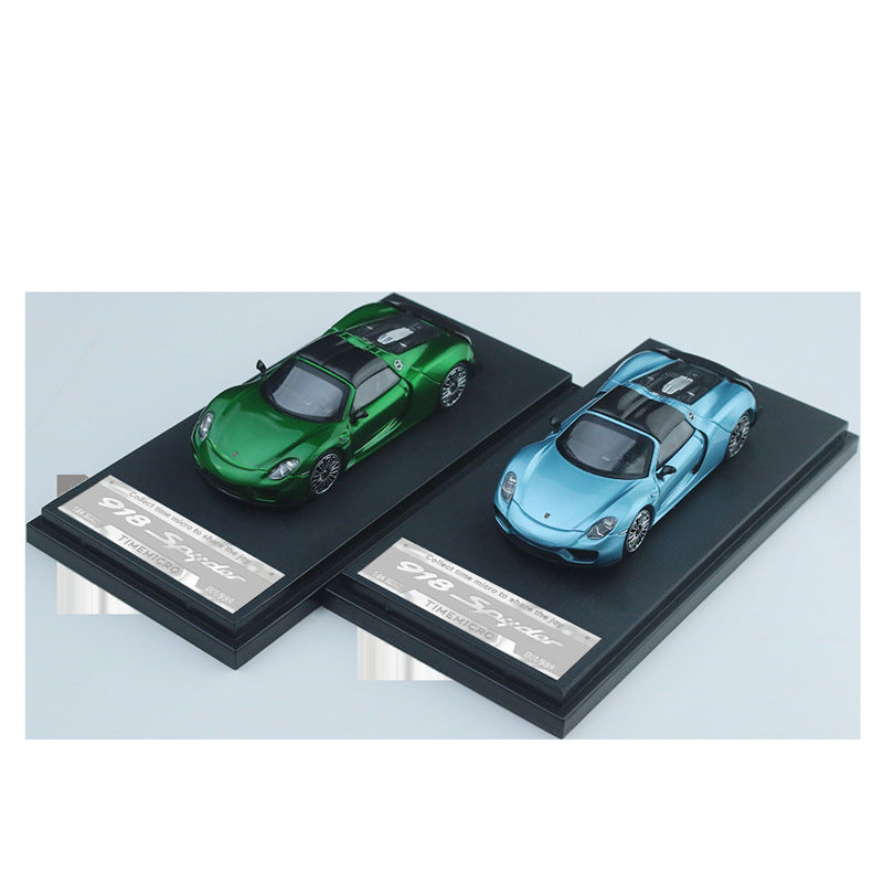 TIMEMICRO 1:64 Porsche 918 Model | Electro Blue & Metallic Green Die Cast MODCOLS