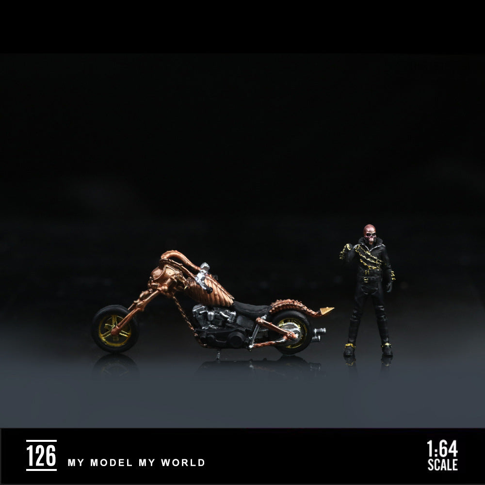 MoreArt 1:64 Skeleton Rider Motorcycle Figurine Resin Model MODCOLS