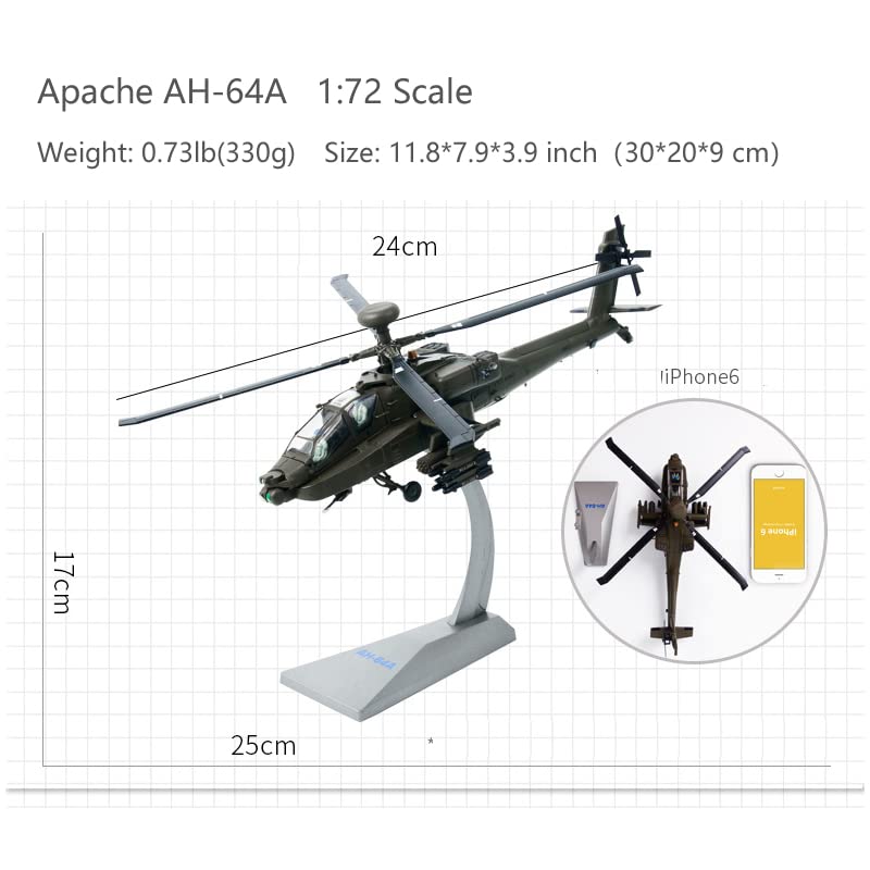 1/72 AH-64A Apache Helicopter Diecast Model Alloy Military Aircraft