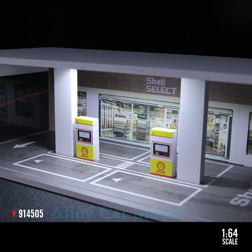 MoreArt 1:64 Simple Gas Station Display Scene Model MODCOLS