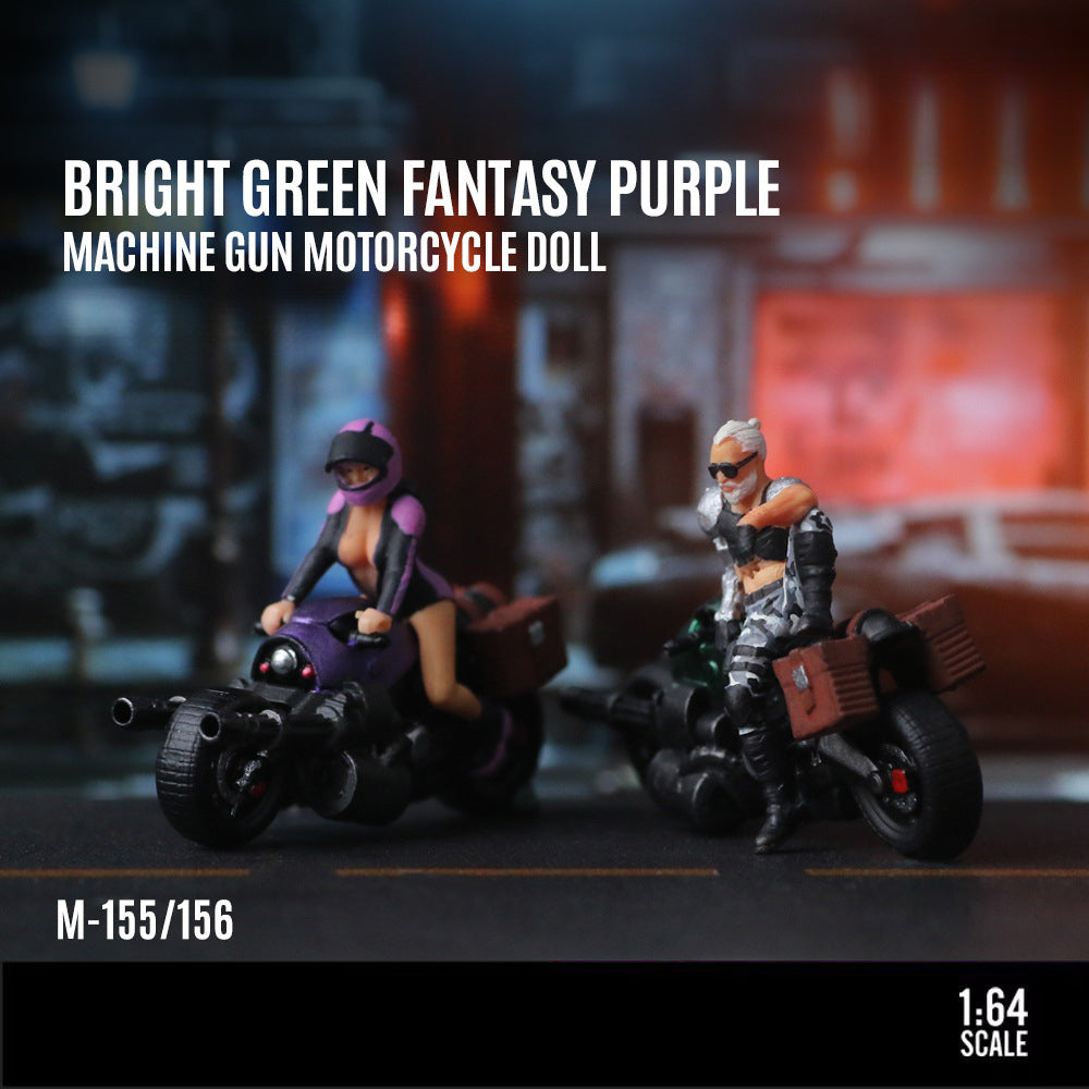 MoreArt 1:64 Machine Gun Motorcycle Rider Resin Figure Set MODCOLS