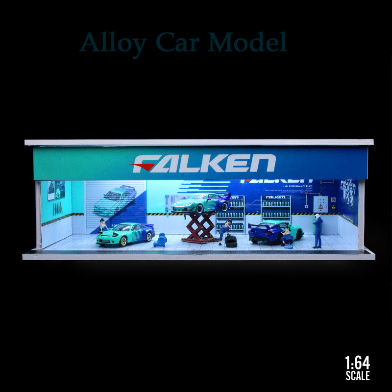 MoreArt 1:64 Martini Falken ADVAN & Spoon Light Up Garage Workshop Diorama MODCOLS
