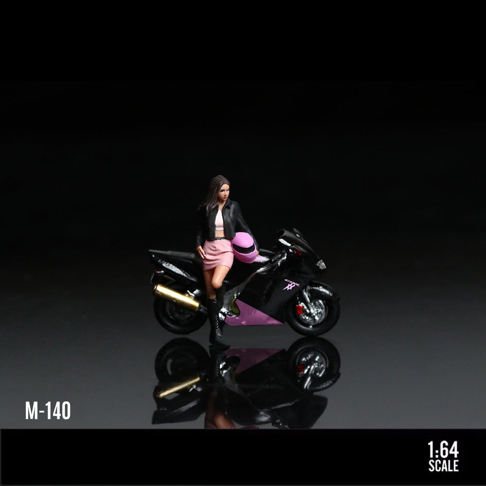MoreArt 1:64 Honda CBR1100XX Black & Pink with Sky Blue Motorcycle Girl Resin Model MODCOLS