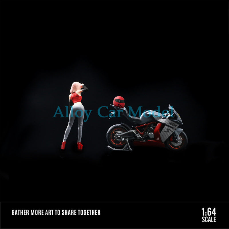 MoreArt 1:64 Stylish Girl Motorcycle Resin Figure Set Diorama MODCOLS