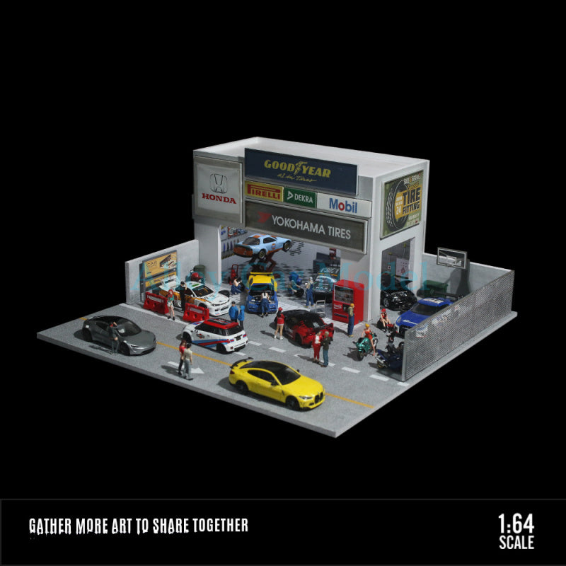 MoreArt 1:64 Car Tuning Garage Lighted Scene Model Parking Lot MODCOLS