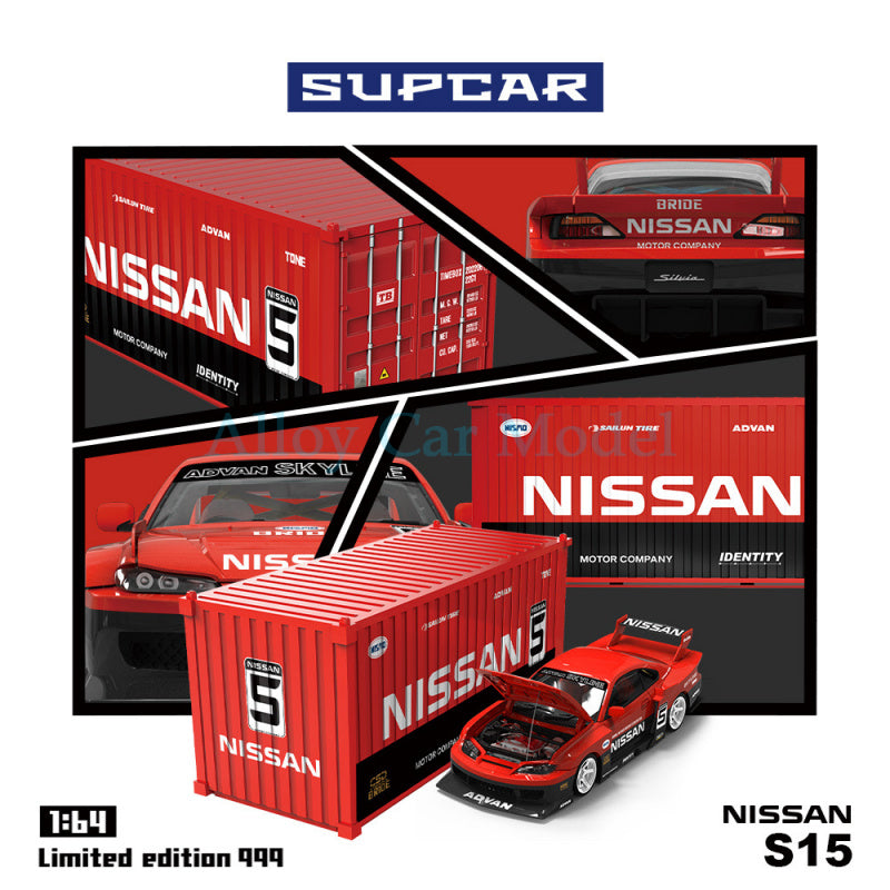 SUPCAR 1:64 Nissan S15 Red & Black Series Container Set Diecast Model MODCOLS