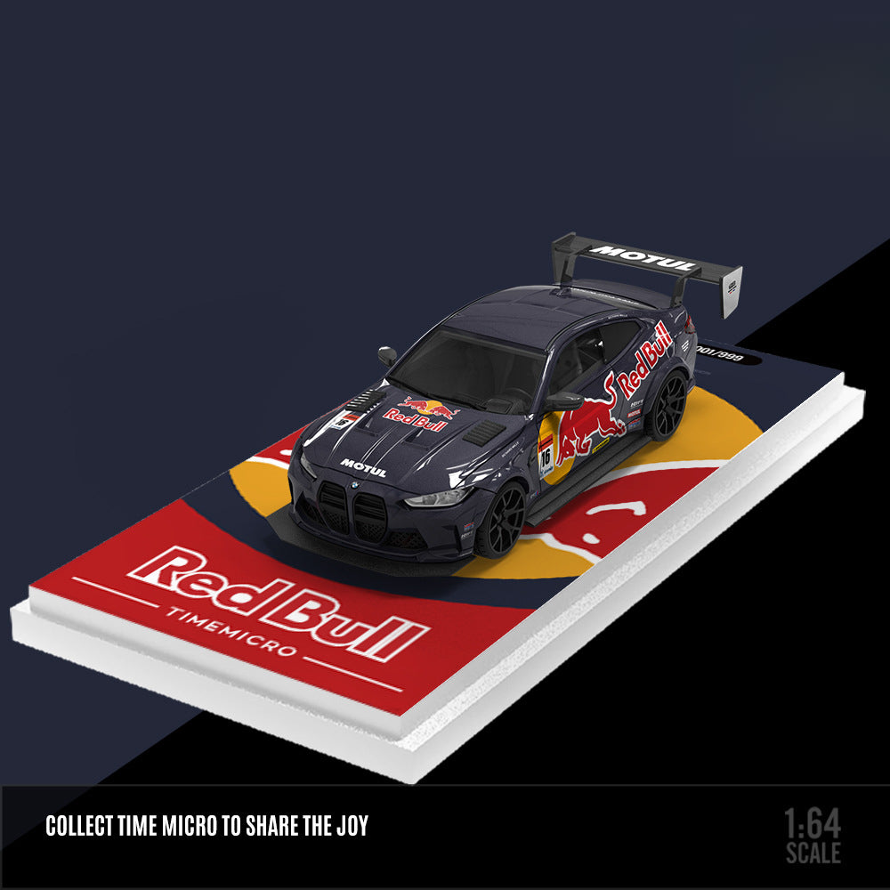 TIMEMICRO 1:64 BMW M4 Modified Red Bull Silver Bull Diecast Car Model MODCOLS