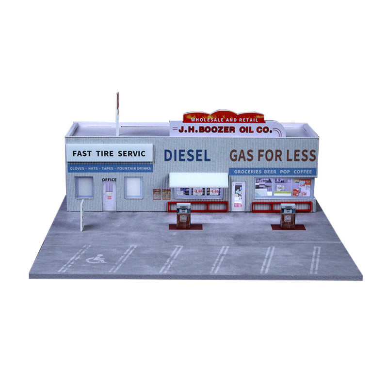 MoreArt 1:64 American Gas Station Diorama Scene Model MODCOLS